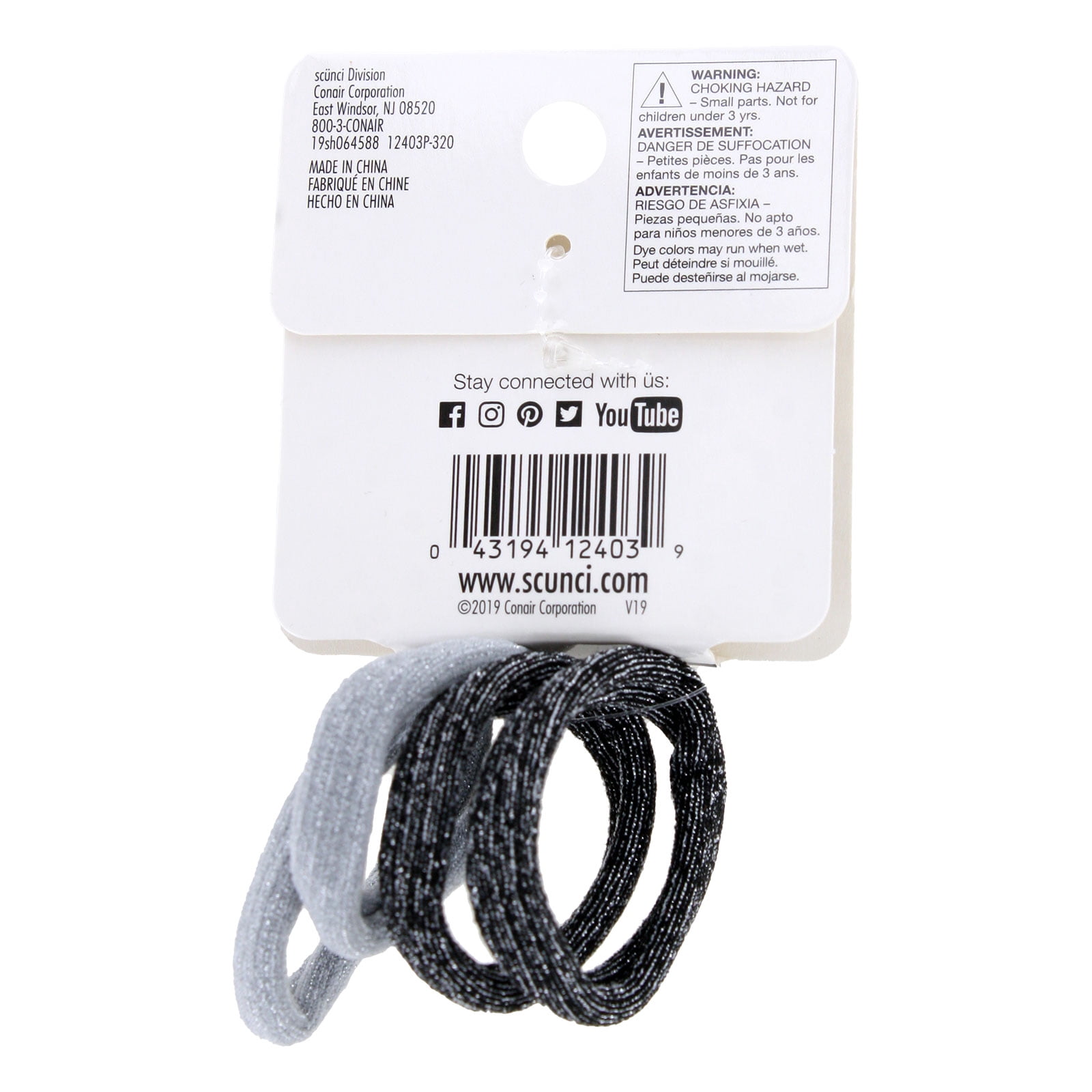 (4 pack) Scunci Hair Ponytailers, Assorted Colors, 4-Pieces
