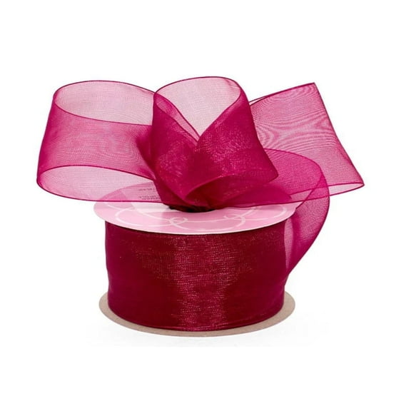 1.5" Wide Wine Sheer Organza Ribbon (Not Wired) - 25 Yards (5017311)
