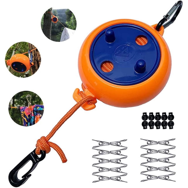 Tendedero retráctil portátil de 8m para acampar, tendedero, tendedero para vacaciones al aire libre, baño, lavandería, jardín o viajes