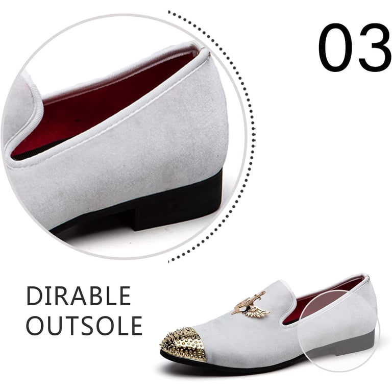 JITAI Men\'s White12 Elegant Rubber & Leather Penny Loafers Casual Formal Shoes JITAI Men main image 4
