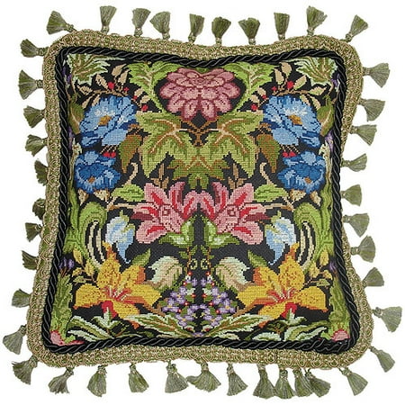 Morris Style Needlepoint Kit 14 X 14 Stitched In Floss