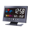 thumbnail image 2 of Reloj de escritorio con pronóstico del tiempo LED, pantalla digital, calendario, despertador, multifunción, pantalla grande (negro, con cable USB), 2 of 7