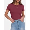 thumbnail image 5 of ANRABESS Womens Short Sleeve Tops Crewneck Ribbed Knit Slim Fit Basic Tee Casual Summer Fitted T Shirt, 5 of 9