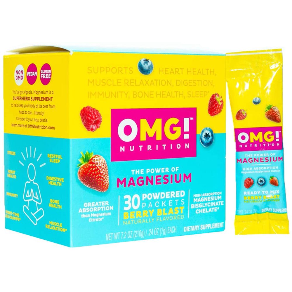 OMG! Nutrition Magnesium Glycinate Chelate Drink Mix Supplement for