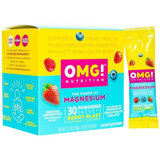 OMG! Nutrition Magnesium Glycinate Chelate Drink Mix Supplement for