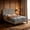 Light Gray, variant on ASINMAK Queen Size Gray Velvet Upholstered Platform Bed Frame with Wingback Headboard