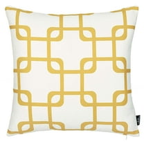 Yellow and White Grid Geometric Throw Pillow