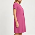 thumbnail image 7 of Noric Women's Summer Casual Short Sleeve Dress Solid Color Crew Neck Pleated Beach Vacation T-Shirt Dresses, 7 of 7