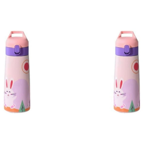 Yuarrent Botella de agua para bebé con revestimiento interior de acero inoxidable resistente a la oxidación en el sistema delicado del bebé 500ml Rosa directo 2Conjunto