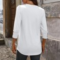 thumbnail image 3 of 3/4 Sleeve Tops for Women Casual Henley Shirts V Neck Buttons Dressy Work Business Blouses 2026 Spring Trendy Clothes White L, 3 of 7