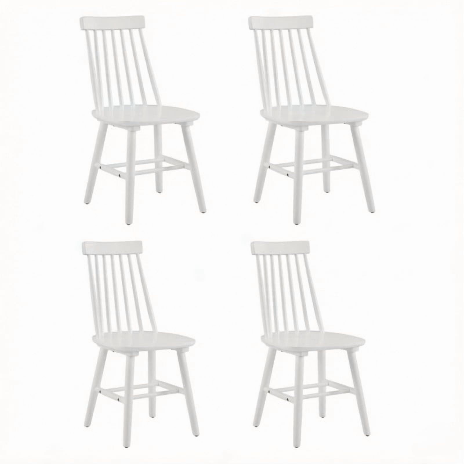 Solid Wood Dining Chairs Set of 4, Ergonomic Windsor Backrest Mid-Century Modern Armless Kitchen Side Chairs