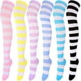thumbnail image 4 of JIANFANG Women's Extra Long Opaque Striped Over Knee Thigh High Stockings Socks, 4 of 4