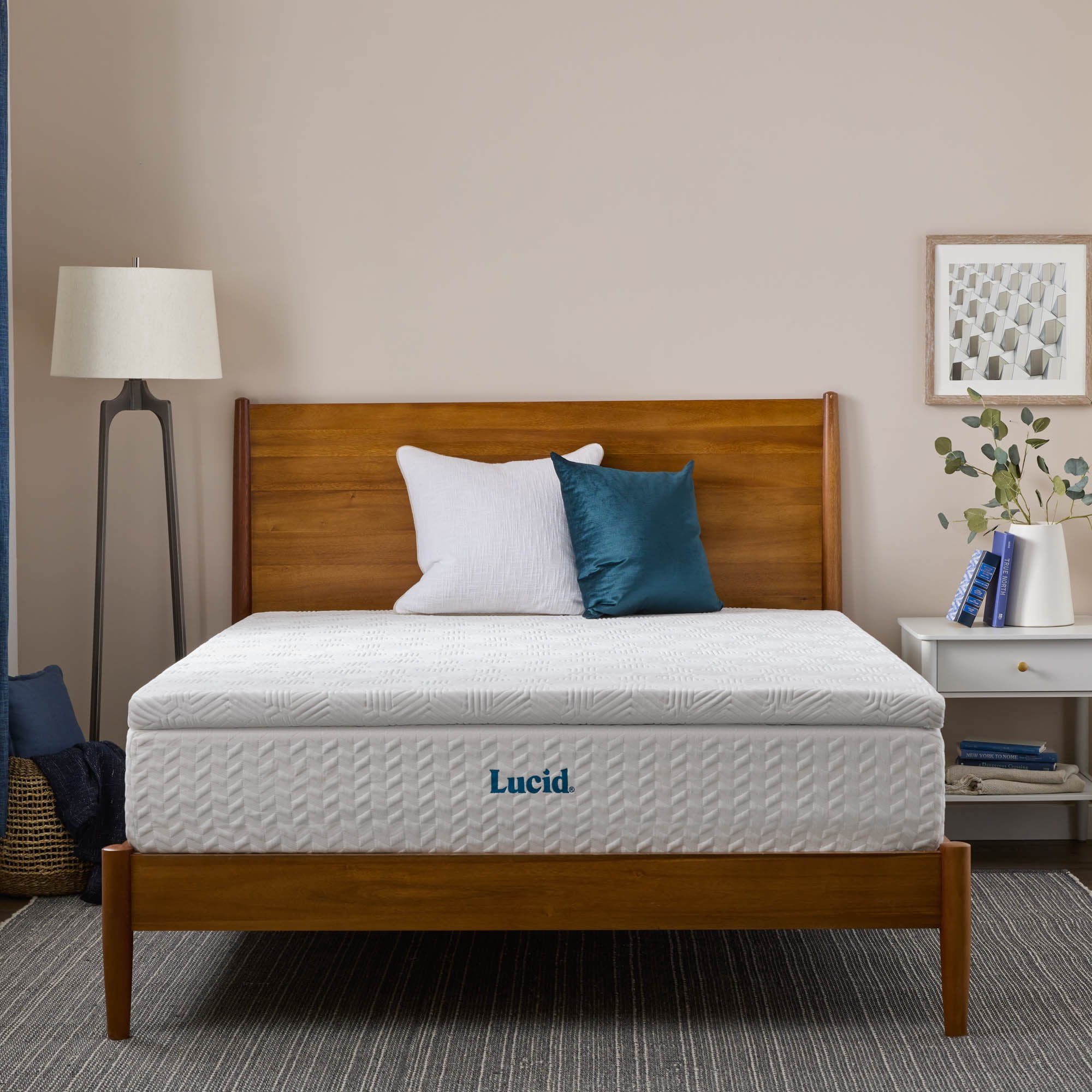 Lucid Charcoal and Gel Covered Memory Foam Mattress Topper, 2 inch, Twin XL