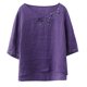thumbnail image 4 of Camiseta de manga 3/4 con cuello en V bordado de cáñamo y algodón suelto estilo retro para mujer Fridja  hj681, 4 of 9