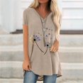 thumbnail image 2 of T-Shirt Long à Manches Courtes Col en V Imprimé Décontracté pour Femmes Grande Taille, 2 of 6
