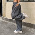 thumbnail image 4 of Pantalones Casuales Color Puro Bolsillo Grande Cordón Moda Pantalones Largos Sueltos para Mujer Gris S, 4 of 6