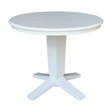 36" Solid Wood Round Top Pedestal Dining Table with 12" Leaf - 30.1"H