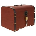 thumbnail image 1 of RUNROTOO Retro Wooden Money Box with Lock for Secure Coin Storage and Jewelry Organization in Brown Color, 1 of 8