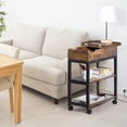 thumbnail image 6 of End Table with Charging Station, Flip Top Side Table with Storage Shelf and USB Ports & Power Outlets for Small Spaces, Narrow Nightstand for Living Room, 6 of 7