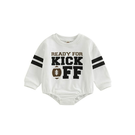 

Bagilaanoe Newborn Baby Girl Boy Oversized Rompers Long Sleeve Rugby Letters Print Bodysuits 6M 12M 18M 24M Infant Casual One Piece Short Jumpsuit