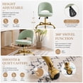 thumbnail image 4 of Ktaxon Office Desk Chair Adjustable Flannel Computer Task Chair Small Rolling Vanity Stool with Wheels for Study Make-up Light Green, 4 of 11