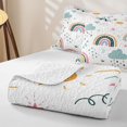 thumbnail image 4 of Manfei Cartoon Rainbow Bed Spread Queen, Graffiti Stars Cloud Queen Coverlet Set, White Teal, 3pcs, 1 Quilt and 2 Pillowcases, 4 of 7