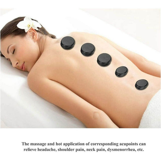 16pcs/set Natural Massage Stone Circle Oval Shape Stone for Shoulder Neck Back Massage
