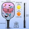thumbnail image 4 of Pickleball Paddles Set Of 2, Fiberglass Surface, Butterfly Print, 4 Balls & Bag, 4 of 5