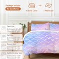 thumbnail image 6 of 3 Piece Purple Pink Scale Duvet Cover Set California King, Microfiber Comforter/Quilt Cover with Corner Ties and 2 Pillowcases, Gradient Overlay Geometric All Season Soft Bedding with Zipper Closure, 6 of 8