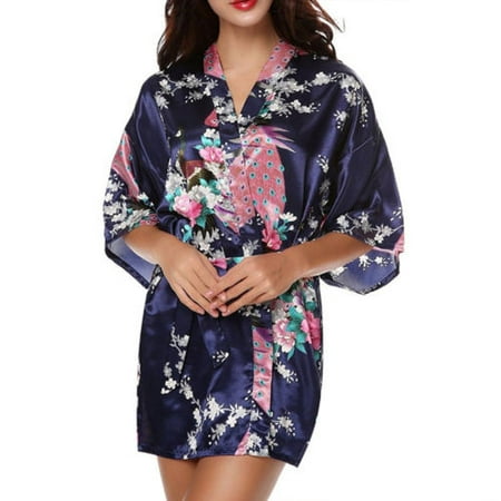 

Womens Floral Silk Satin Kimono Robe Dressing Gown Wedding Babydoll Nightwear