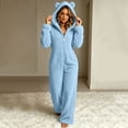 thumbnail image 2 of DIOAZUD Women's Fuzzy Fleece Onesie Pajamas Hooded Zip up Sleepwear Jumpsuit with Pockets Soft Cozy Warm Lounge Wear, 2 of 7