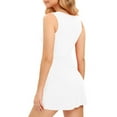 thumbnail image 5 of Summer Athletic Sundress for Women Casual Two Piece High Waist Dress with Pocket Bottoms Modest Slim Workout Outfits, White, S, 5 of 5