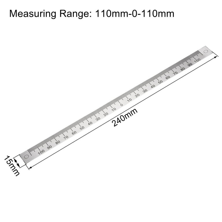 Uxcell Center Finding Ruler 110mm-0-110mm Table Sticky Adhesive Tape Measure, Aluminum Track Ruler with Holes, (from The middle). | Harfington