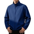 thumbnail image 2 of Fanshiluo Men's Stand Collar Full-Zip Long Sleeve Jacket, Lightweight Windproof Casual Outerwear with Side Pockets for Men,L,Big and Tall Men, 2 of 8