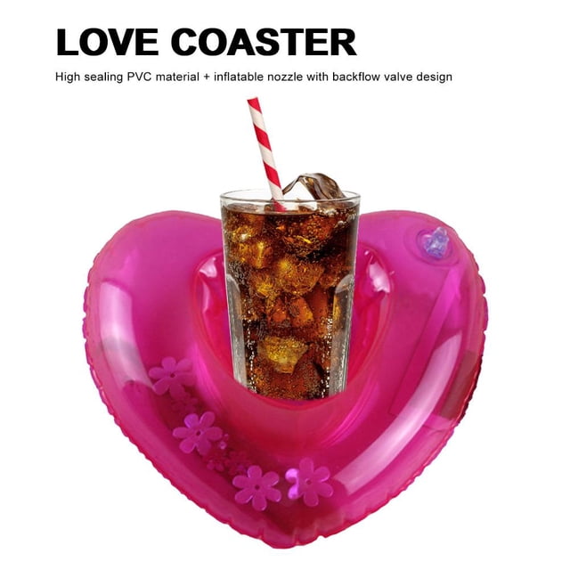 Portavasos inflable con forma de corazón para piscina, flotador de agua, bandeja de cerveza