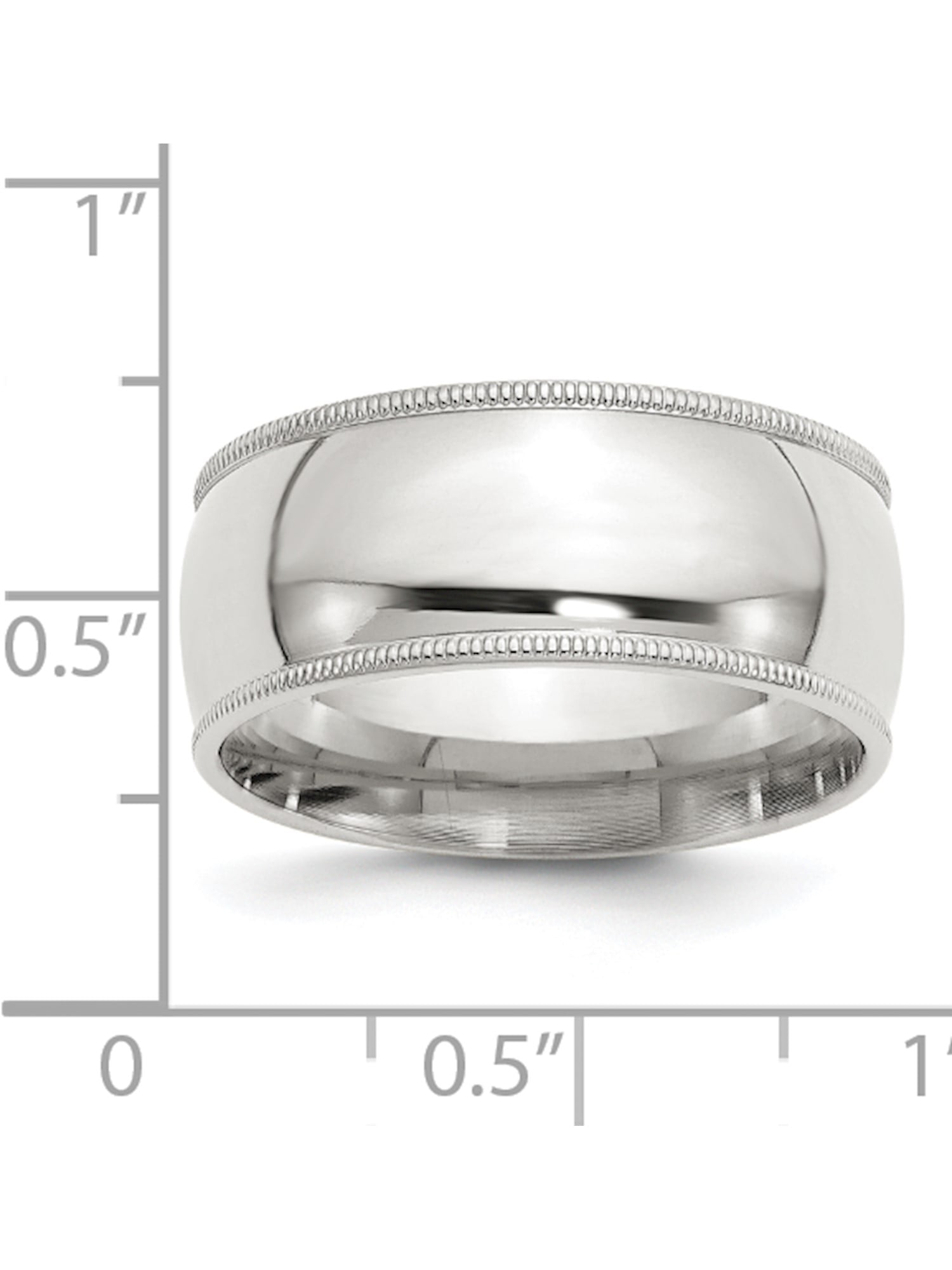925 Sterling Silver 9mm Half Round Milgrain Size 4 to 13.5 Band Ring