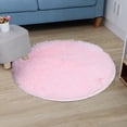 thumbnail image 3 of Pink Round Rug Faux Fur Sheepskin Area Rugs Fluffy Plush Carpet Washable Shaggy Mat for Living Room Bedroom Home Decor, 2.6 ft, 3 of 6