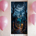 thumbnail image 4 of Gothic Design Halloween Banner Spooky Graveyard Full Moon Haunted Backdrop for Halloween Party Decoration Night Event, 4 of 5