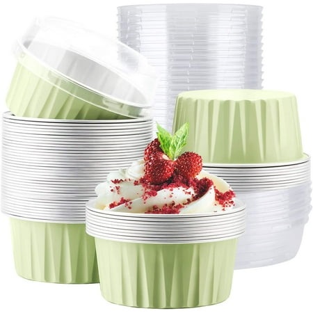 

Cupcake Liners 50pcs 5oz 125ml Cupcake Liners Aluminum Foil Muffin Liners Cups with Lids