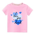 thumbnail image 2 of Zwiiyzr Kids Toddler Boys Girls Tee Shirts Trendy Cute Solid Color Round Neck Valentine'S Day Heart Print Short Sleeve Top for 3-10 Years Pink, 2 of 5