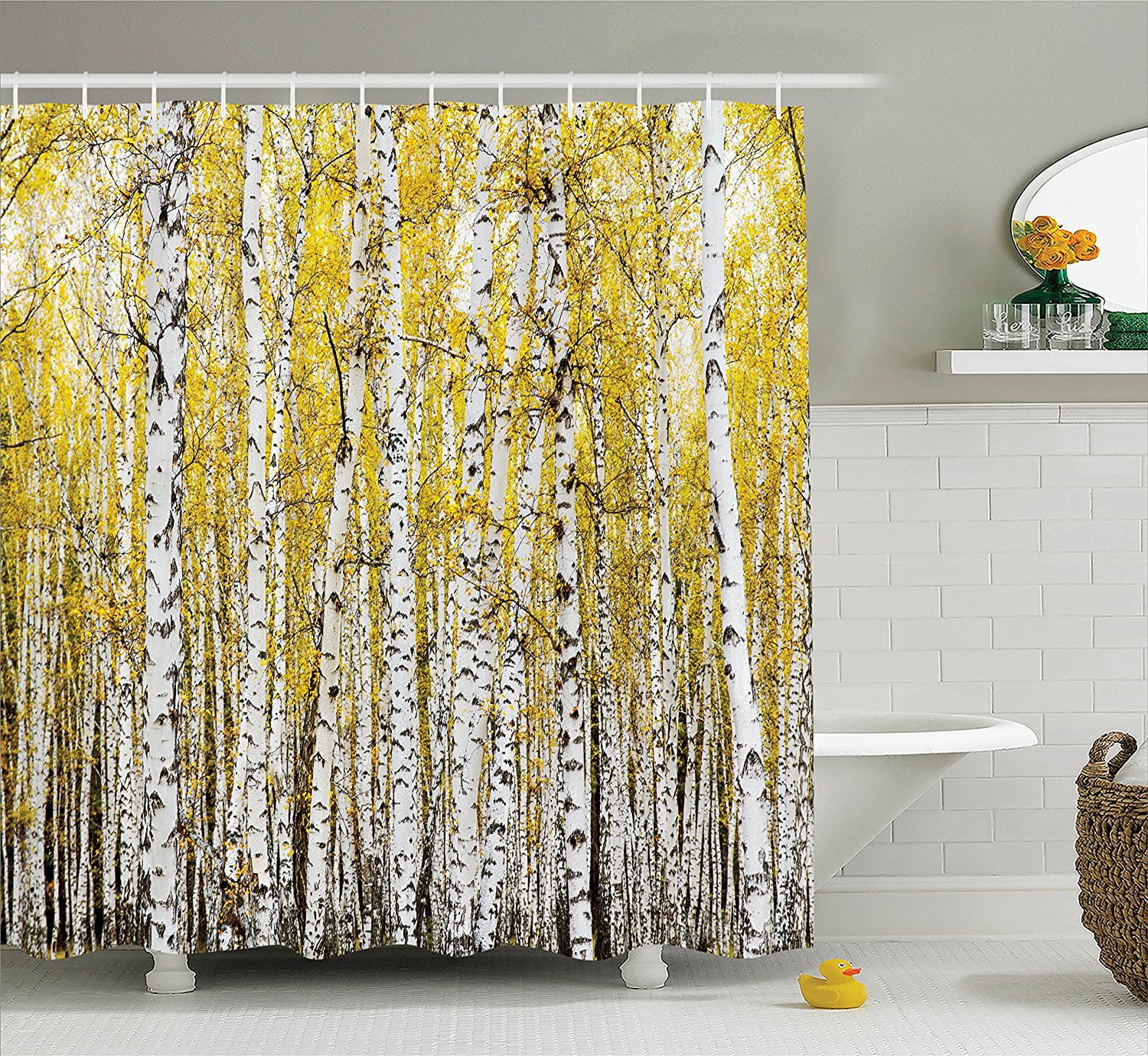 Sunny Autumn Forest Leaf Road Fabric Shower Curtain Bathroom Decor &hooks 72x72" 