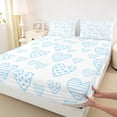 thumbnail image 3 of Feelyou Blue Love Heart Queen Sheet Sets for Kid, Stripes Dots Flat Sheet, Princess Style Queen Fitted Sheet, Ultra Soft Home Decor, 4 Pieces, 3 of 7