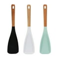 thumbnail image 4 of 2-in-1 Silicone Spatula Spoon with Wooden Handle - Multi-Function Cooking and Serving Utensil with Extended Head for Kitchen Efficiency - White, 4 of 5
