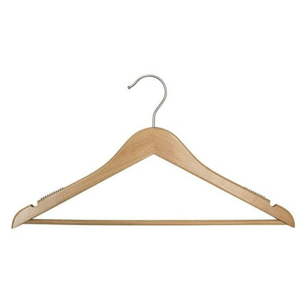 NAHANCO # 20617WBHU 17" Low Gloss Beech Wooden Suit Hangers with Bar (Pack of 25)
