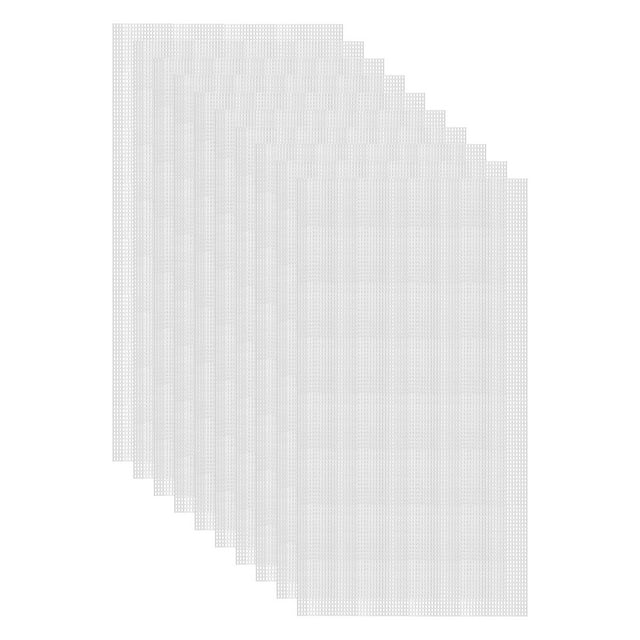 10Pcs Hojas de Lienzo de Malla Plástica 13"x19.69" 7 Contar Lienzo Blanco de Agujeros Redondos en Blanco para Bordado y Punto de Aguja