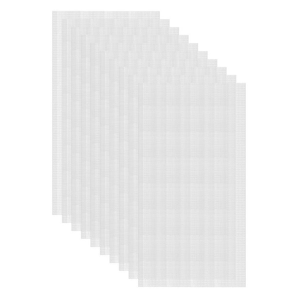 10Pcs Hojas de Lienzo de Malla Plástica 13"x19.69" 7 Contar Lienzo Blanco de Agujeros Redondos en Blanco para Bordado y Punto de Aguja