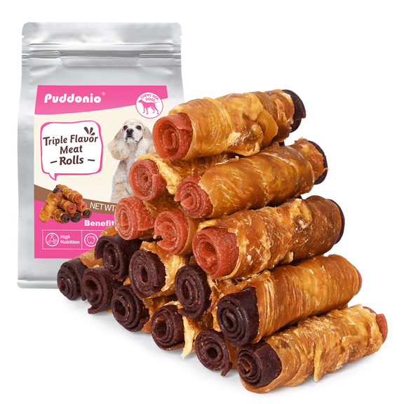 Puddonio Beef, Chicken & Duck Rolls Dog Treats, 21.16 oz