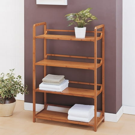Neu Home Lohas Collection 4-Tier Shelf, Carbonized Bamboo