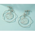 thumbnail image 2 of Clip on 2" silver wavy hoop earrings w/center silver glitter circle, 2 of 4