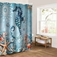thumbnail image 5 of Blue Coastal Seahorse Bathroom Curtain 72 Inch Shower Stall Curtain with Hooks, Summer Beach Starfish Botanical Waterproof Polyester Bath Curtain Washable Bathtub Curtain 36''x 72'', 5 of 6
